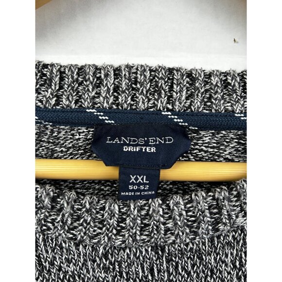Lands End Drifter Sweater Mens XXL Gray Marled Cotton Fisherman-Inspired Knit - Picture 3 of 6